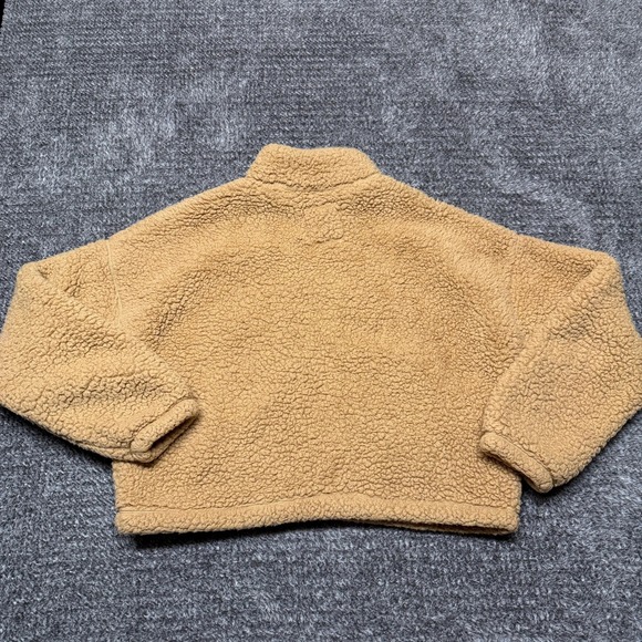 Hollister Womens Sherpa Fleece Jacket M Tan Full Zip Teddy Coat - Picture 2 of 7